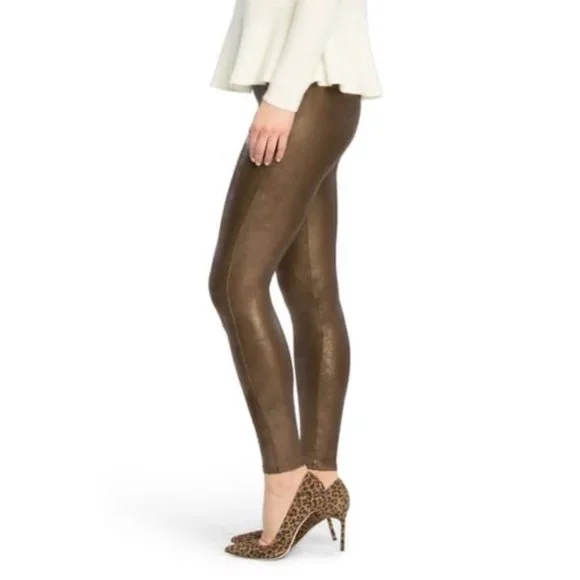 Spanx Faux Leather Leggings in Color Bronze - Picture 4 of 6